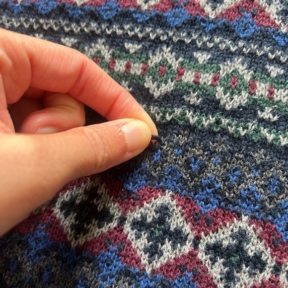 Vintage Croft & Barrow Geometric Stripe Knit Grandpa Sweater Men XXL 100% Cotton - Picture 6 of 13